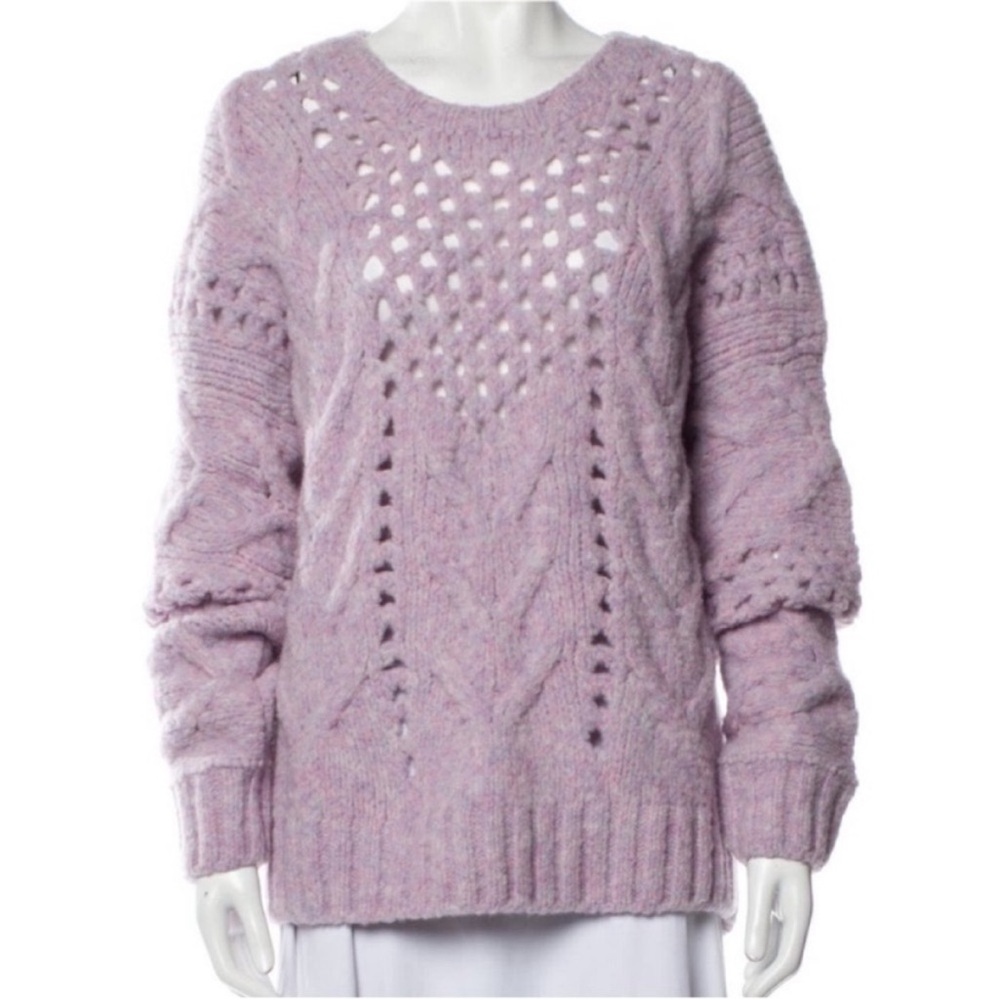 IRO Fordan scoop neck open knit lavender wool blend purple sweater M EUC